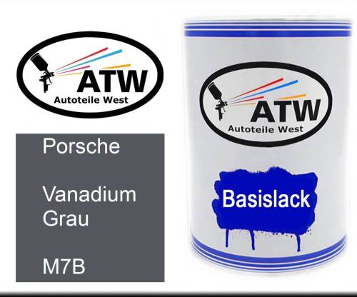 Porsche, Vanadium Grau, M7B: 500ml Lackdose, von ATW Autoteile West.